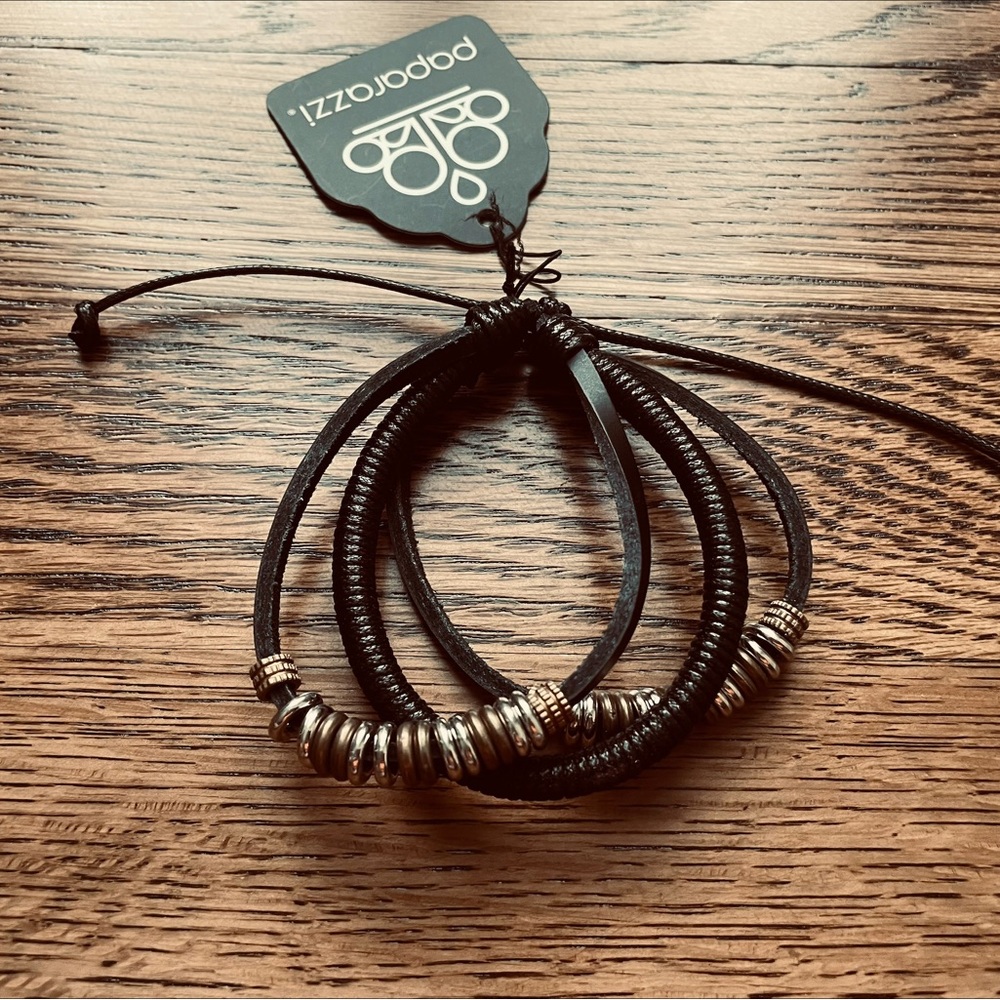 New Paparazzi Leather & Metal Bead Bracelet